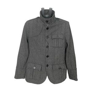 H&M Herringbone Wool Blend Coat | Size 36R | Grey
